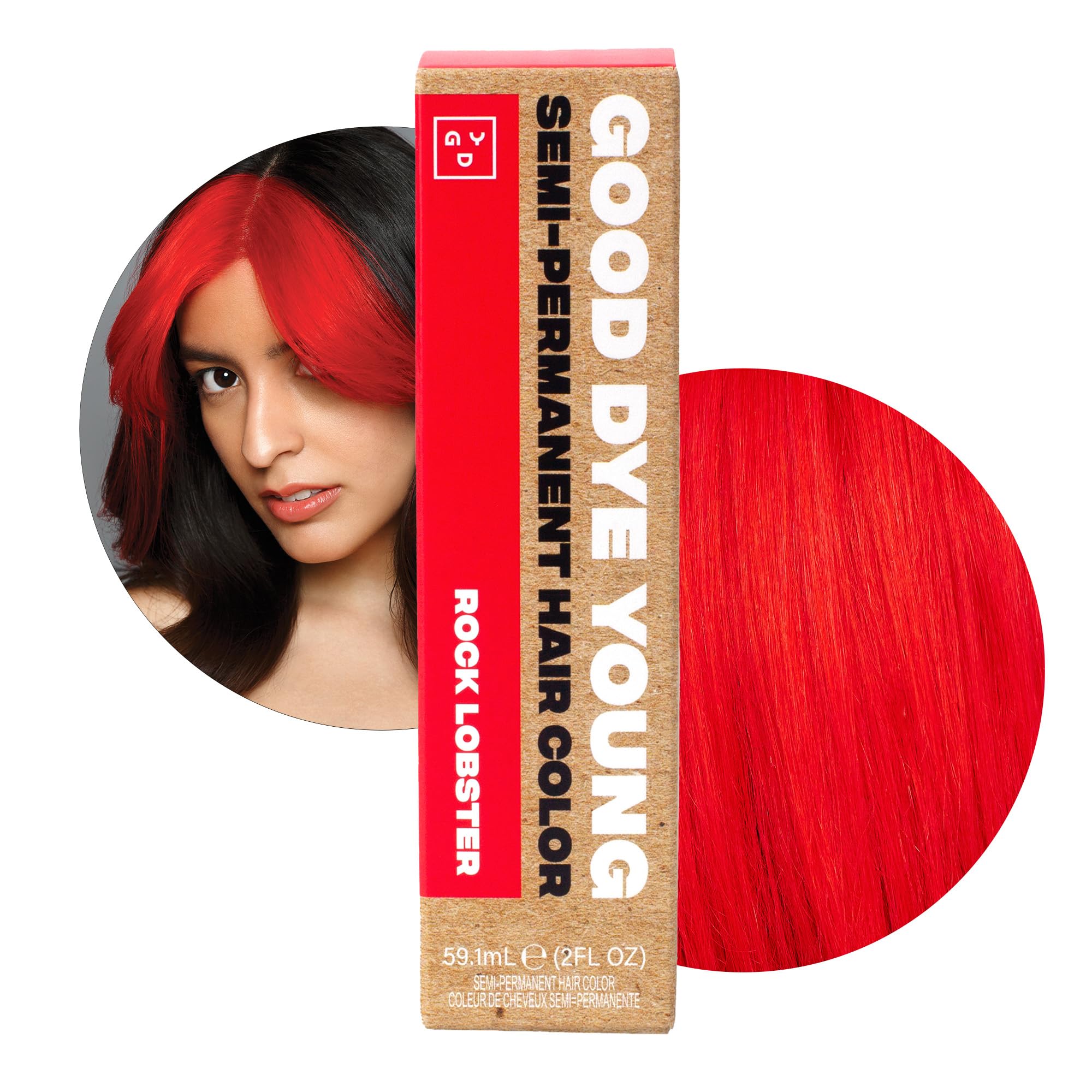 Good Dye Young Rock Lobster Red PPD Free & Vegan Conditioning Hair Dye - Lasts 15-24+ Washes for Red Hair Streaks and St
